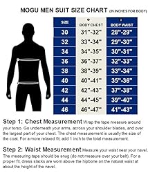 MOGU Mens Slim Fit 3 Piece Suit Blazer Jacket Pants