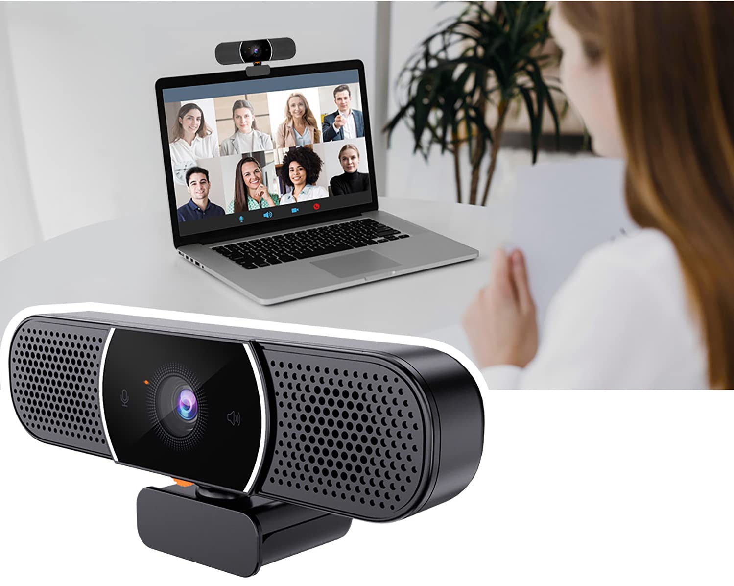 Matosio OwlBar Mini 2K videoconferencing Camera with Soundbar and Microphone All-in-One for Meeting Room or Teleworking Office Compatible Zoom/MS Teams or OBS Streaming