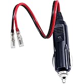 [1PACK] 12Volt Replacement Cigarette Lighter Male Plug with Leads - Car Adapter Dc Battery Charger Kit Connectors Cigar Plugs