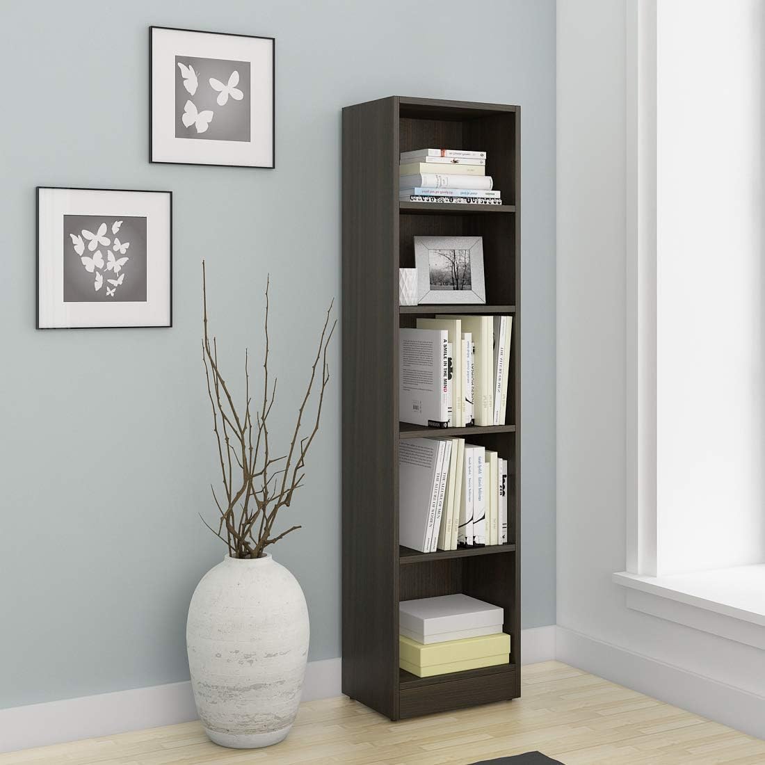 Spacewood William Book Case | 3 Year Warranty |Book Shelf for Home Library, Book Stand Size, Size-1600 X 400 Engineered Wood, 5 Shelves - Fumed Oak