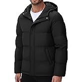 Cotrasen Men's Puffer Jacket Hooded Down Jacket Water-Resistant Windproof Full Zip Up Winter Warm Thicken Coat with Hood