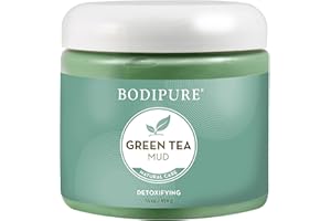 Bodipure Green Tea Body Mud Mask for Body - Rich in Powerful Antioxidants to Fight Free Radicals - Spa Quality Skin Rehydrating Treatment, 16 Ounce
