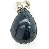 Natural Blue Vivianite 925 Solid Sterling Silver Pendant 30mm