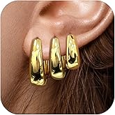 3Pairs Small Gold Huggie Hoop Earrings Set for Women, Hypoallergenic Lightweight 14K Gold Plated Chunky Hoops Jewelry for Gifts