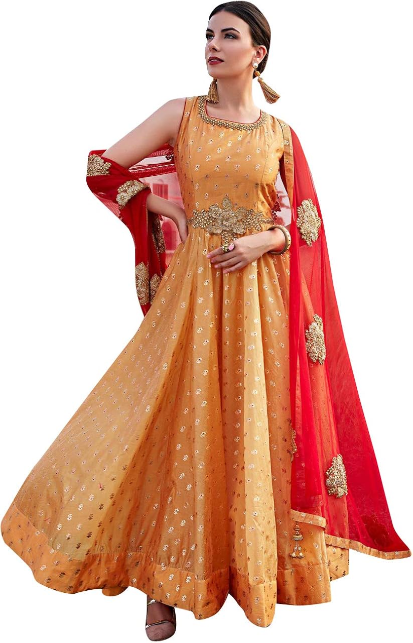 yellow and red combination dress