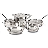 All-Clad D3 Stainless Cookware Set, Pots and Pans, Tri-Ply Stainless Steel, Professional Grade, 10-Piece