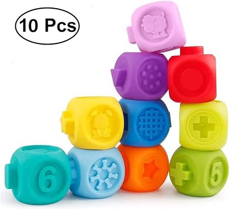 Amazon ソフトスクイーズベビーブロックお風呂のおもちゃ 幼児のためのビルディングブロック 赤ちゃんのための早期教育感覚玩具 赤ちゃんのお風呂のおもちゃ数字 形 動物 テクスチャ付き 6ヶ月以上 知育 学習玩具 おもちゃ