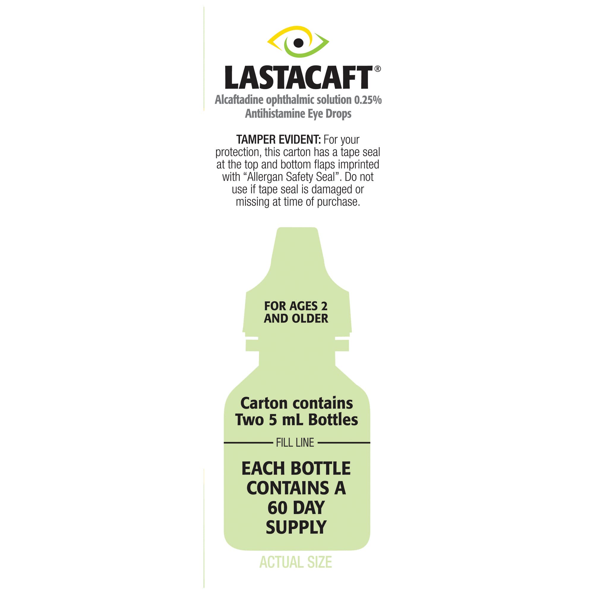 LASTACAFT Once Daily Eye Allergy Itch Relief Drops, (2 Count) 120 Day Supply, Amazon Exclusive
