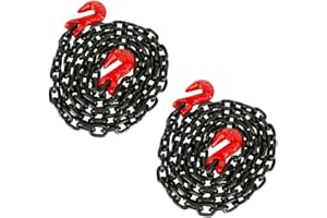 Mytee Products (2 Pack) 3/8 Inch x 20 FT G80 Black Transport Binder Chain with Clevis Grab Hooks - 7,100 lbs Working Load Limit - Heavy Duty Grade 80 Safety Trailer Logging Chain