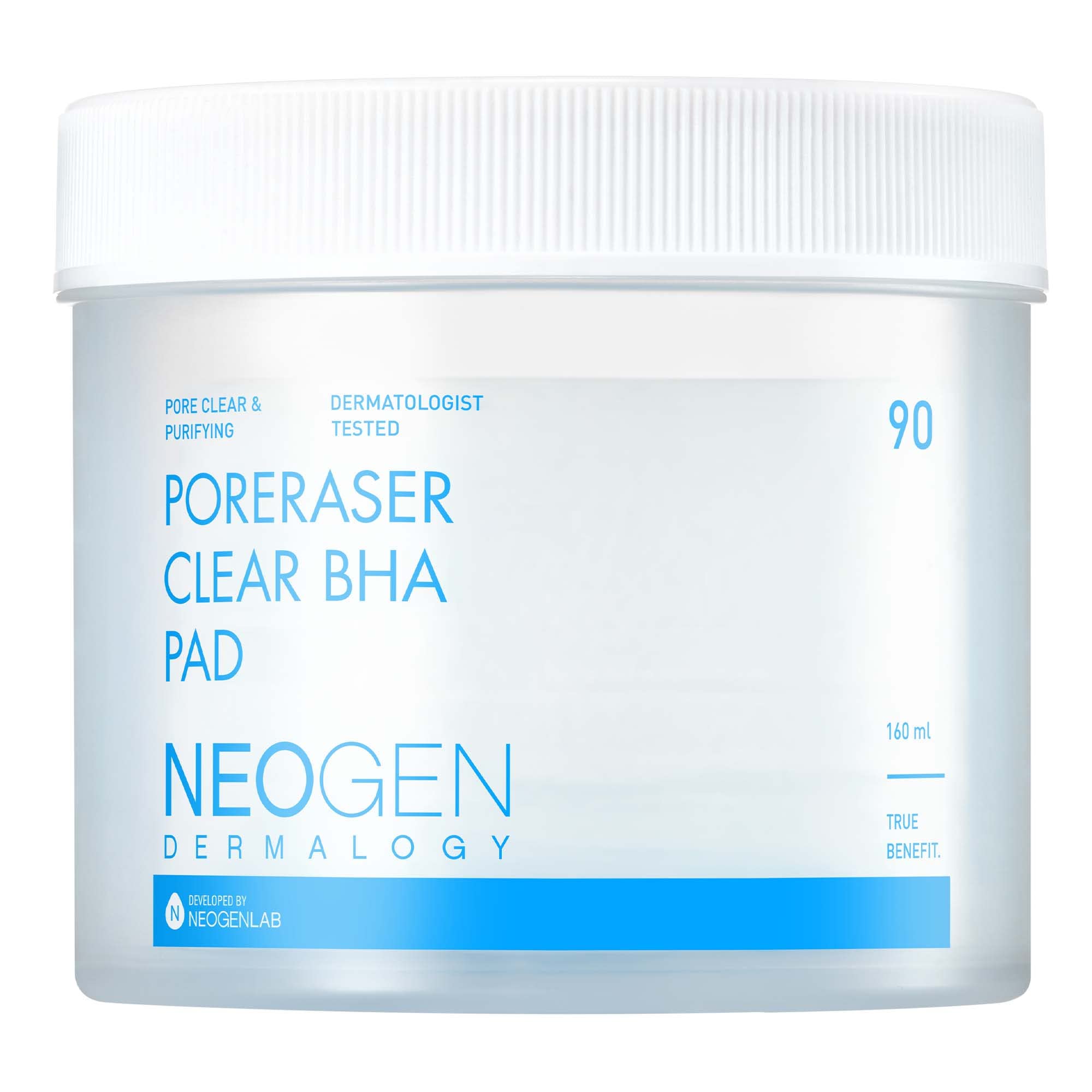 DERMALOGY by NEOGENLAB Poreraser Clear BHA Pads (90 pads) – Exfoliating Facial Pads for Blackheads, Enlarged Pores and Skin Resurfacing with BHA, Tannins and Evening Primrose – Korean Skincare