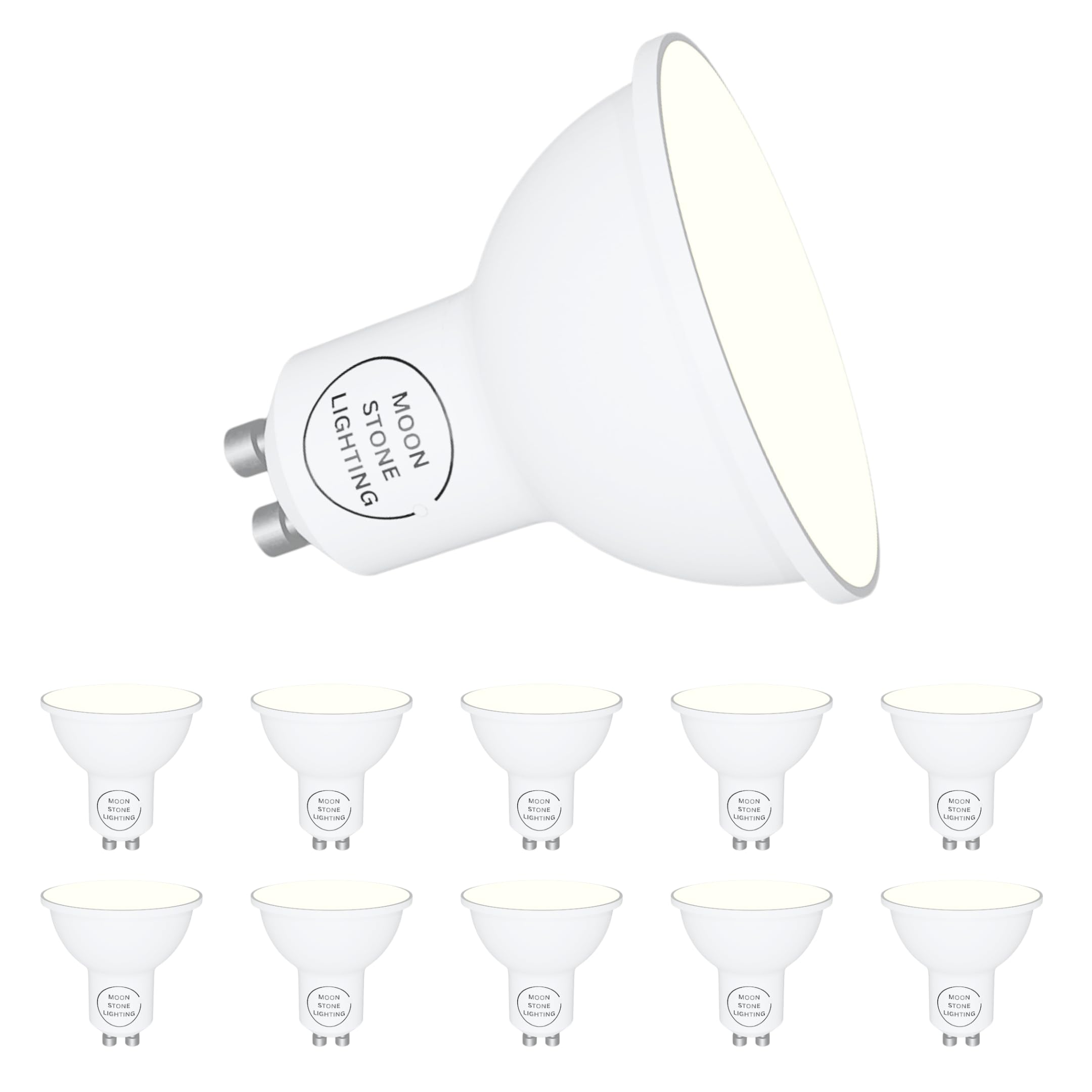 Moonstone Lighting® LED GU10 Warm White 5W LED Lamps 338lmns Non-Dimmable - 2 Year Free Replacement Guarantee (10 Pack) — image 1