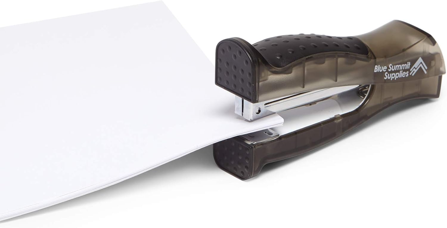 Blue Summit Supplies Standing Stapler Set, Black and Grey Design, Ergonomic 2 Pack of Standup Staplers with Easy Grip Handle, Includes 2000 Standard Staples : Office Products