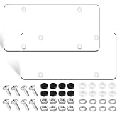 License Plate Protector 2 Pack, Clear License Plate Cover 12.08 * 6.02&rsquo;&rsquo; Universal, Plate Cover for Car Plastics, Car Frame Cover Shield with Screws Transparent Spacers Screw Caps by XIOGZAXI
