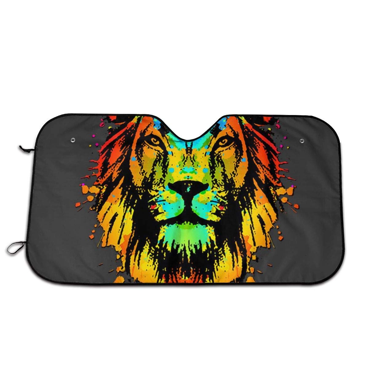 Adiabatic Car Sunshade, Colorful Lion Heads Windshield Sun Shade Auto Sunshade for
