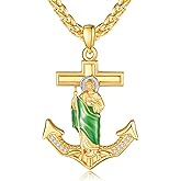 F4DEDAN San Judas Necklace for Men Women 925 Sterling Silver St Saint Jude Necklace Religious Gifts