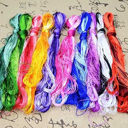YZGS China Natural 100% Mulberry Silk Floss Handmade Embroidery Woven Jewelry Threads DIY Kits 50 Colors 336 feet SIX001