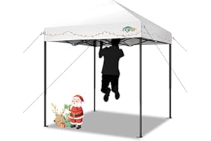 COBIZI 6.6x6.6ft Pop Up Canopy Tent, Heavy Duty Canopy Easy Set up All Weather Waterproof Outdoor Canopy Tent for Parties, Beach, Garden, Camping with 1 Handbag, 3 Adjustable Heights, UPF50+, White