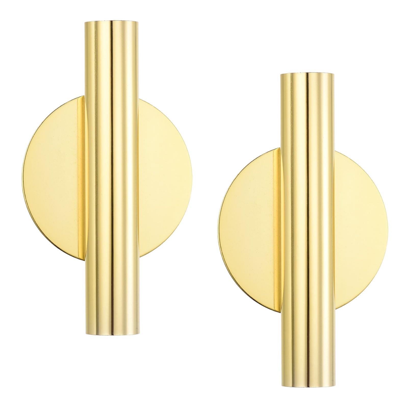 PATIKIL Wall Flower Vase Tube, 2 Pack Metal Floral Tubes Wall-Mounted Flower Tube Dried Flower Vase Racks for Flower Display Decoration, Gold Tone