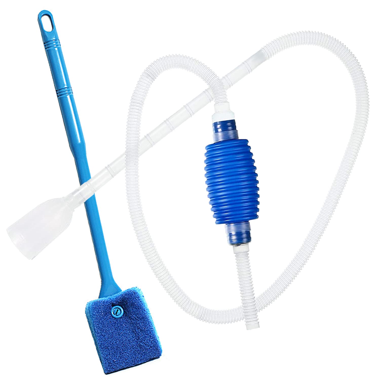 Hamong Aquarium Siphon Gravel Cleaner with Brush, Hand Syphon Pump for Fish Tank - No Need to Remove Fish or Plants, Perfect for Regular Water Change (Syphon Pump + 40cm Brush)