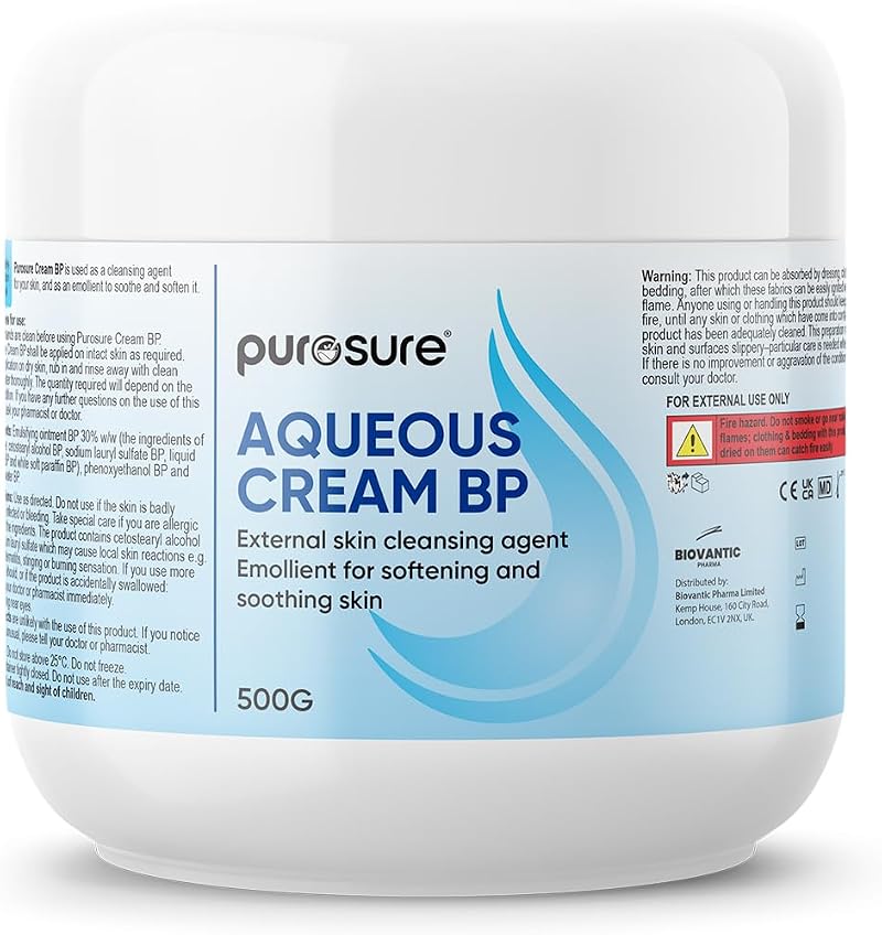 PuroSure Aqueous Cream 500g | Dry Skin Emollient Soften Soothe Moisturise