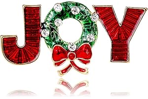QOCAOFIG Christmas JOY Brooches Pin for Women, Santa Candy Cane Brooch Christmas Gift Jewelry Wreath Reindeer，Christmas Deer Butterfly Elk Crystal Pins