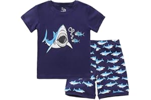 Akyzic Boys Pajamas 100% Cotton Planet Pjs Toddler 2 Piece Short Sleeve Sleepwear Summer Kids Clothes Set 3t-10t