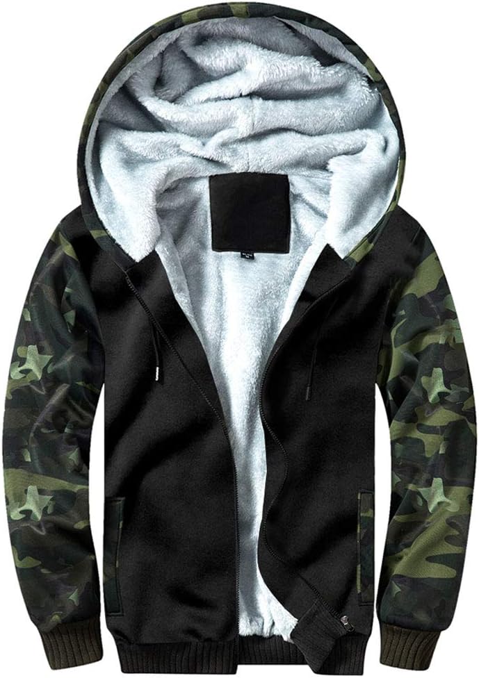 LBL Men's Pullover Winter Workout Fleece Hoodie Jackets Full Zip Wool Warm Thick Coats