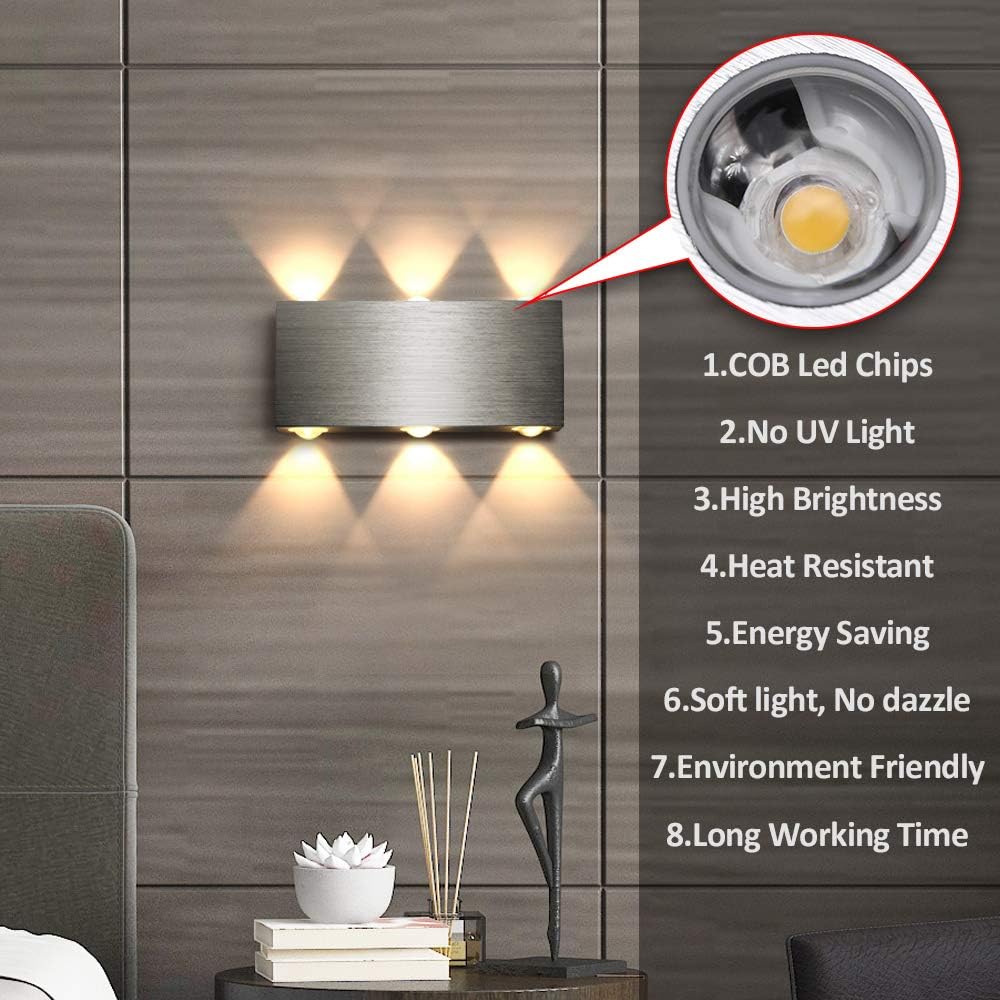 Lightess 18W LED Wall Light Modern Living Room Up Down Wall Lamp Aluminum Wall Light Sconce Bathroom Waterproof Lighting Fixture for Hall Home Office Bedroom Corridor Library Warm White - Image 4