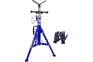 CARVALAX V-Head Pipe Jack Stand, 28"-52" Adjustable Height Pipe Stand Fits 1/2" - 12" Pipe Capacity w/ 2500LB Load Capacity, Steel Jack Stand with Portable Folding Legs