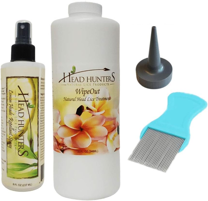 Head Hunters Basic Natural Lice Treatment Extra Strength Family Head Lice Shampoo Kit with Lice Repellent Spray & Lice Comb - Safe, Non-Toxic, Extremely Effective Hair & Head Lice Treatment Kit