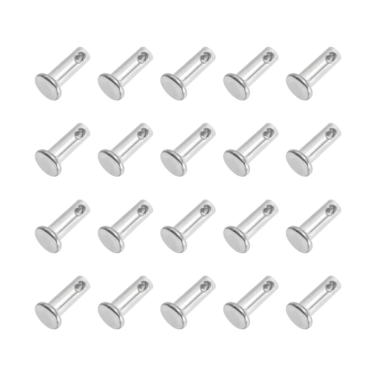 PATIKIL 4 x 10 Mm Single Hole Clevis Pins, 20 Pcs 304 Stainless Steel Flat Head Pin for Hitch Pin Lock Link Hinge Systems, Silver
