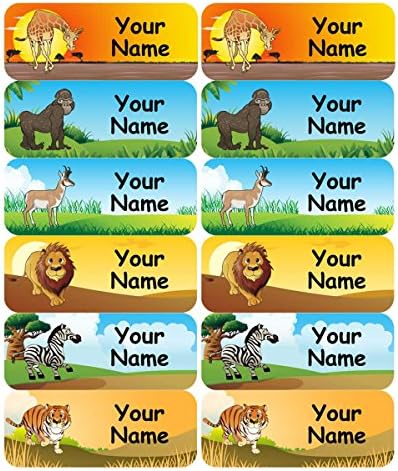 48 Personalized, Waterproof Medium Size Labels for kids (2' 'x 0.8'') - Animal Design