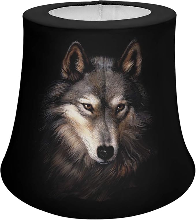 Agroupdream Bedside Table Lamp Shade Fabric Lampshade Black Wolf