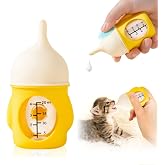 Rock Tech Ergonomic Pet Nursing Bottle,Puppy Bottles for Nursing Puppy Milk - 20ml Slow Flow Kitten Bottle Feeding kit for Newborn Kittens/Puppies/Small Animals, Easy-Clean Silicone Feeder (&zwnj;Yellow&zwnj;)