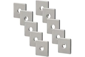 Coufce 10pcs M5 Square Bearing Plate Washer, 304 Stainless Steel Flat Pad Spacer Gasket Hardware Fastener, Heavy Duty Square Washers Plate, 0.22"(ID) x0.79"x0.79"x0.06"