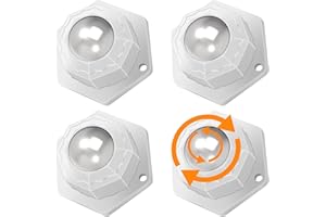 MARRTEUM 4Pcs Ball Bearing Rollers, 360º Rotation Universal Ball Casters, 200Lbs Self Adhesive Mini Caster Wheels for Trash Can, Storage Box, Small Furniture (White)