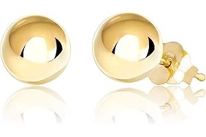 Honolulu Jewelry Company 14K Real Gold Polished Round Ball Stud Earrings, 2mm - 10mm