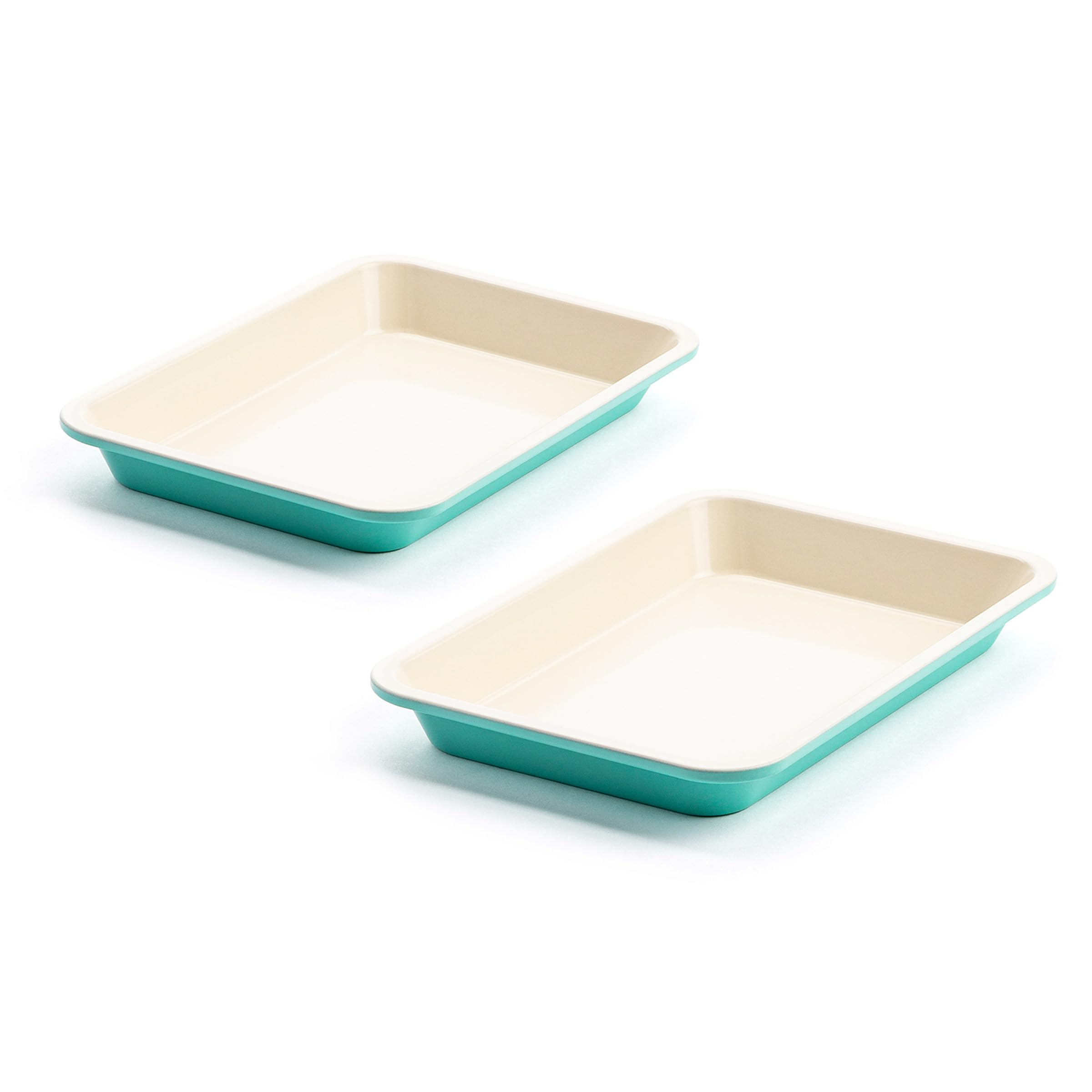 GreenLife Healthy Ceramic Non-Stick 2-Piece Baking Tray Set, 33 cm x 23 cm PFAS-Free, Turquoise