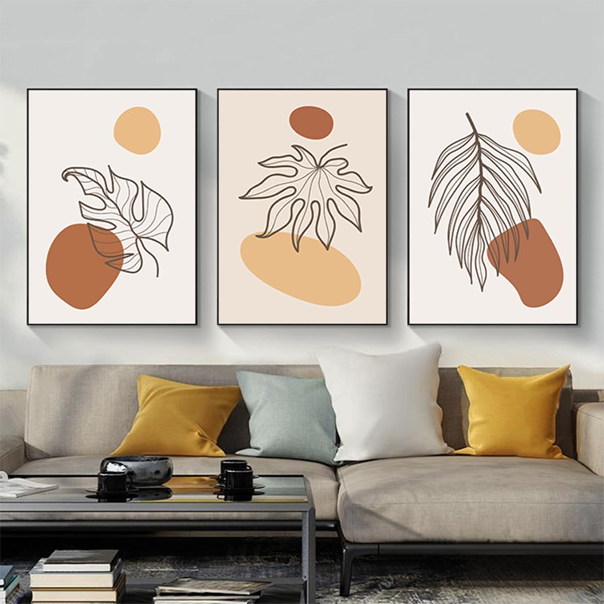 PYNVDD Set of 3 Posters Abstract Botanical Leaf Print Posters, Modern Abstract Bohemian Posters, Without Frame (Picture-05.40 x 60 cm x 3 Pieces)