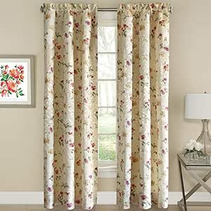 Cortina para ventana, diseño de flores moradas y rosas, 167,1 cm, color