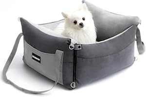 Premium Dog Car Seat for Small & Medium Pet Under 30lbs, Portable Car Travel Carrier Bed for Front & Back Seat, Detachable an