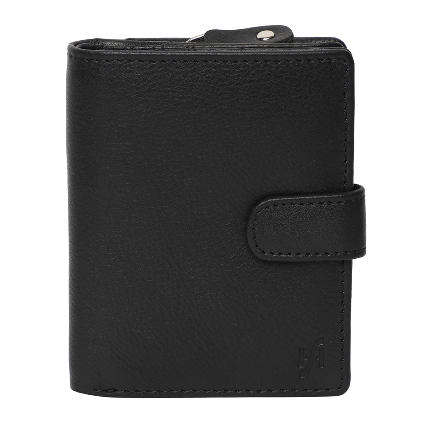 STARHIDE Women RFID Blocking Genuine Leather Clutch Wallet with Id Window and Side Zipped Coin Pouch 5530 (Black) — image 1