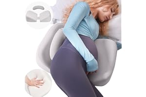 WEIKA Pregnancy Pillows for Sleeping, Upgraded Memory Foam Maternity Pillow, Pregnancy Body Pillow for Pregnant Women with Removable, Washable Cover, Support for Belly,Back (Light Grey)
