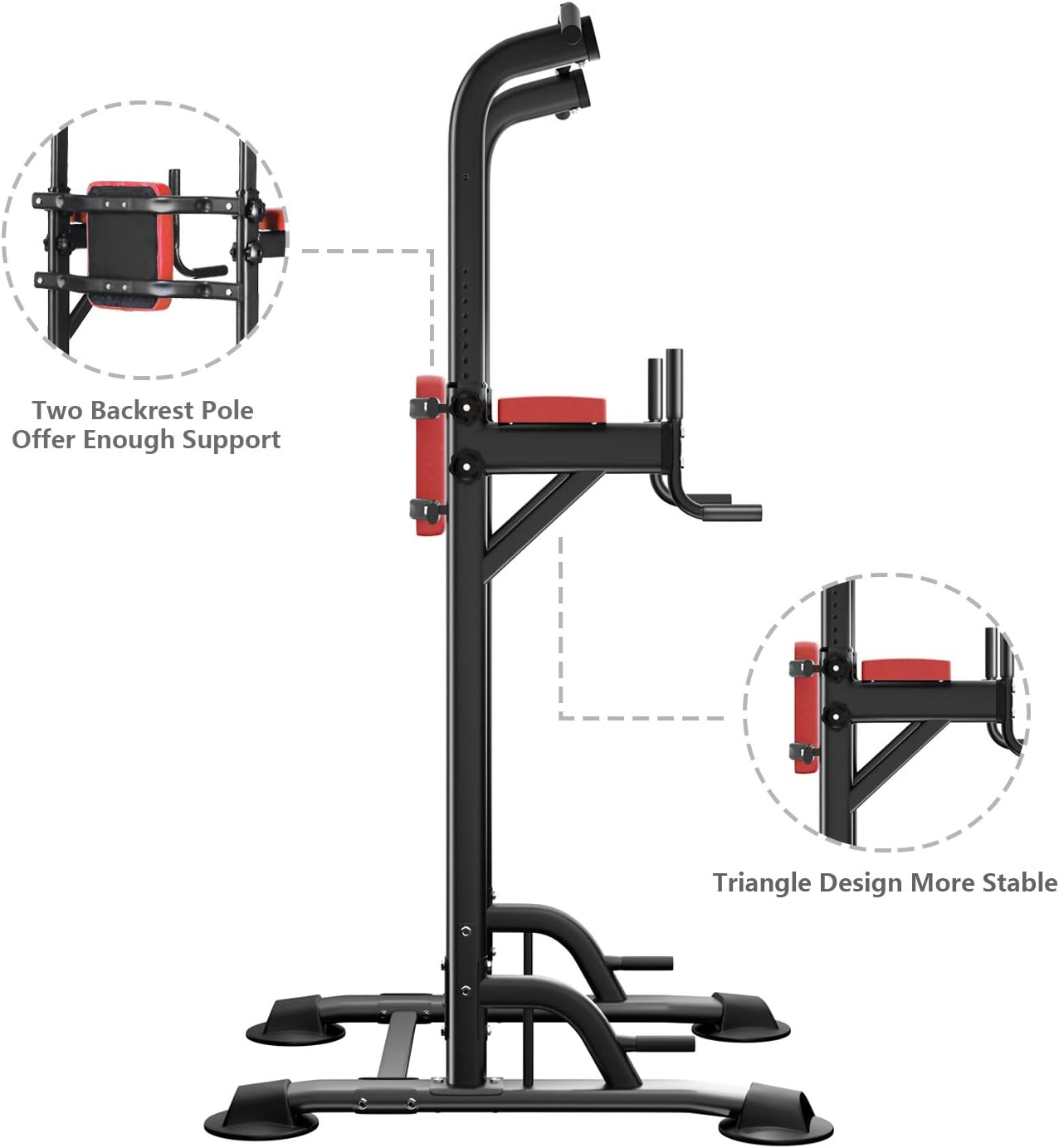 ZENOVA Power Tower Pull Up Bar Station - Dip Stand Pull up Tower Height Adjustable Strength Training Equipment for Whole Body Workout : Sports & Outdoors