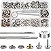 SATINIOR 153 Pieces Snaps Fastener Screw Snaps Canvas Snap Kit Tool, Metal Snaps Button for Boat Cover Furniture (Marine Grade, 3/8 Inch Socket, 5/8 Inch Screw)