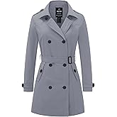 wantdo Women's Waterproof Trench Coat Classic Lapel Outerwear Coat with Belt