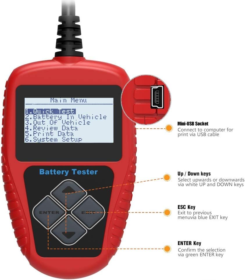 QUICKLYNKS Automotive Load Battery Tester BA101 100-2000 CCA 220AH 12V Car Battery Tester Analyzer Diagnost Tool for Car/Boat/Motorcycle etc - Image 5