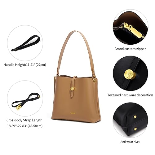 Cnoles Women's Genuine Leather Tote Bag - Fashion Top Handle Shoulder Satchel Purse, Large Capacity Handbag
