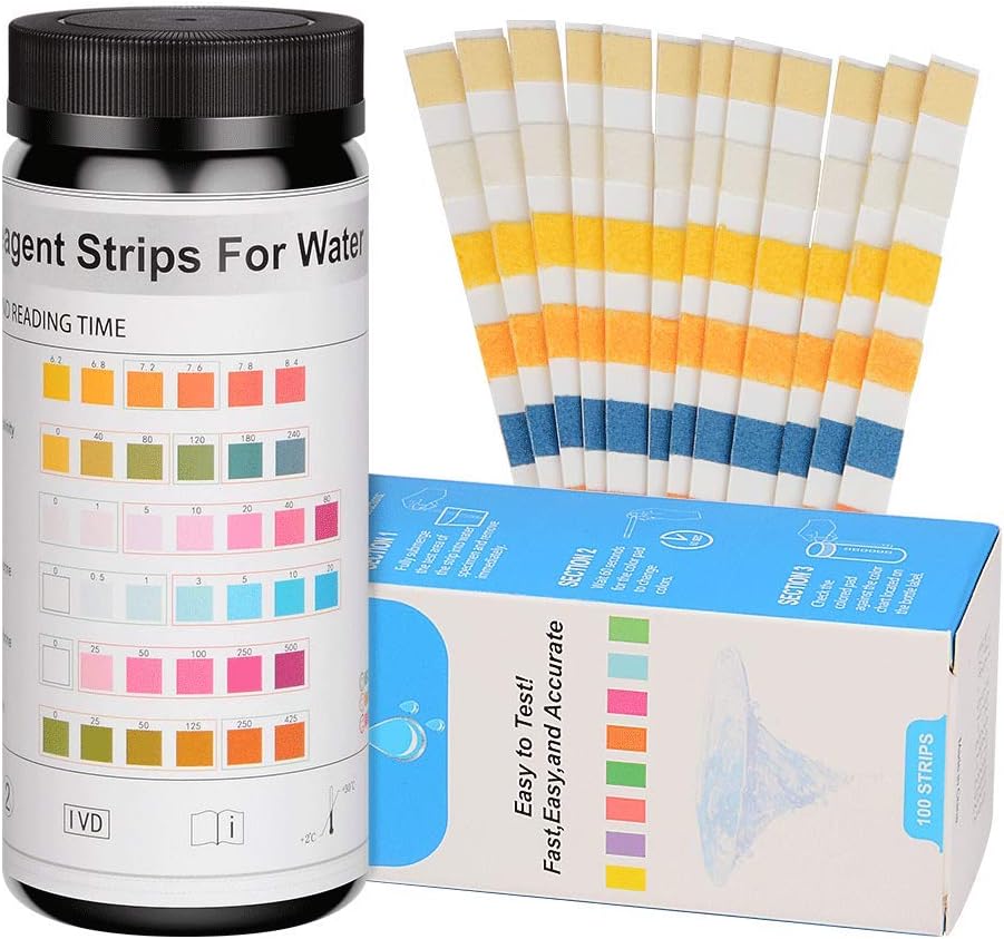 PETLOFT 6in1 Aquarium Water Test Strips, 100 Count 6Way Freshwater