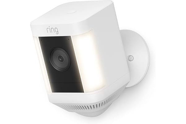 Ring Spotlight Cam Plus, Battery | Two-Way Talk, Color Night Vision, and Security Siren (2022 release) - White